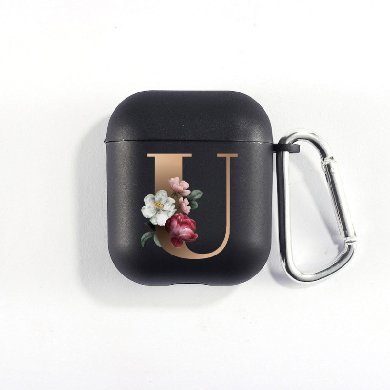 Matte Black Alphabet Series-Earbud Case