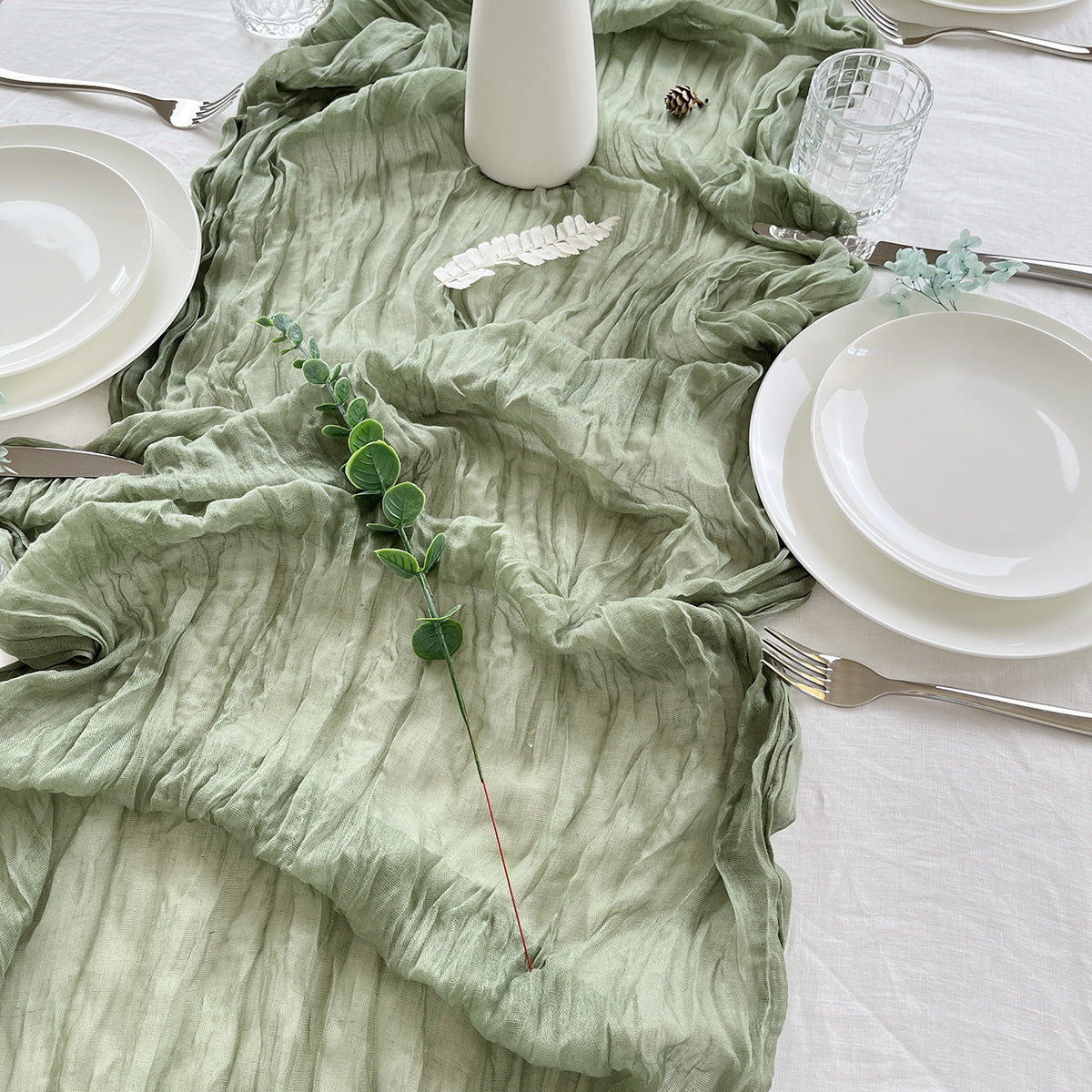 Chambray Table Runner – Rustic Fabric Table Decor for Birthday Parties, Baby Showers & Special Occasions