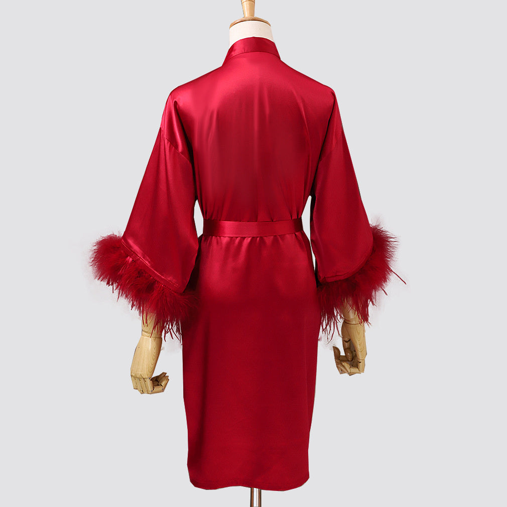 Feather Dressing Gown – Elegant Wedding Party Robe for Bride & Bridesmaids
