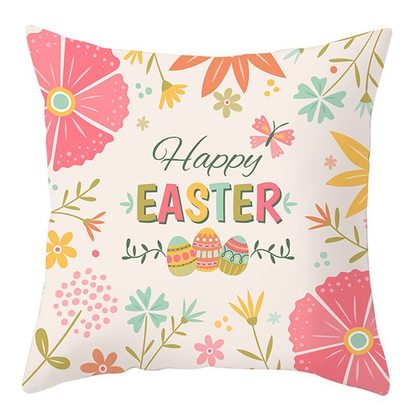 Easter Pillowcase – Soft Short Plush Cushion Cover for Spring & Holiday Home Decor