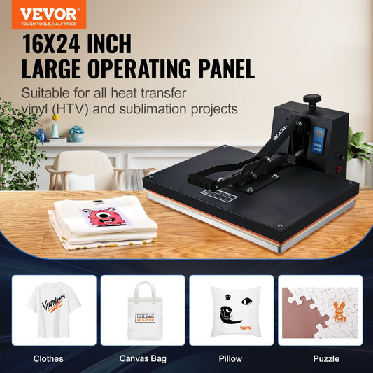 VEVOR 16x24 Heat Press Machine – 1700W High Pressure Sublimation Heat Transfer Press for T-Shirts & Vinyl