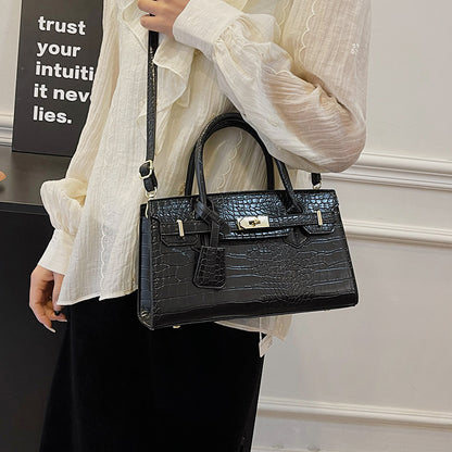 Crocodile Pattern Kelly Handbag – Fashion Luxury for Modern Women