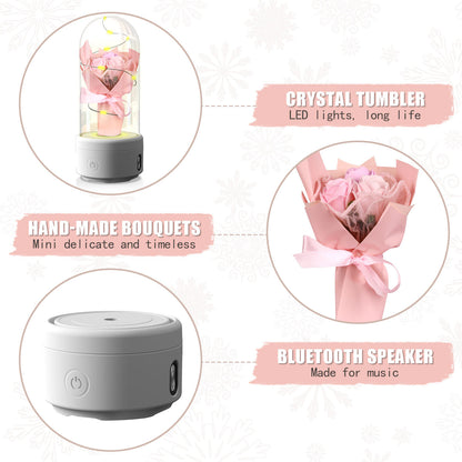 Mother’s Day Gifts – LED Rose Bouquet with Bluetooth Speaker in Glass Dome