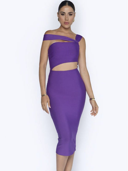 Sexy Oblique Shoulder Cocktail Party Dress