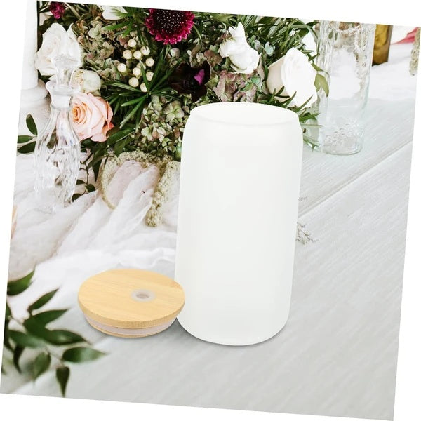 Sublimation Glass Cup with Bamboo Lid