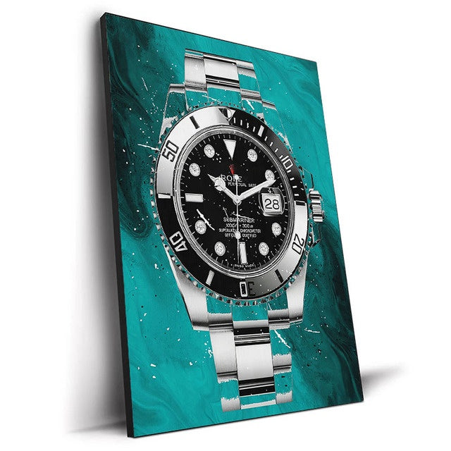 Luxury Canvas Wall Art – World Famous Watch Graffiti Prints (Frameless Design)
