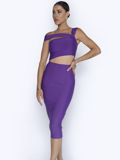 Sexy Oblique Shoulder Cocktail Party Dress