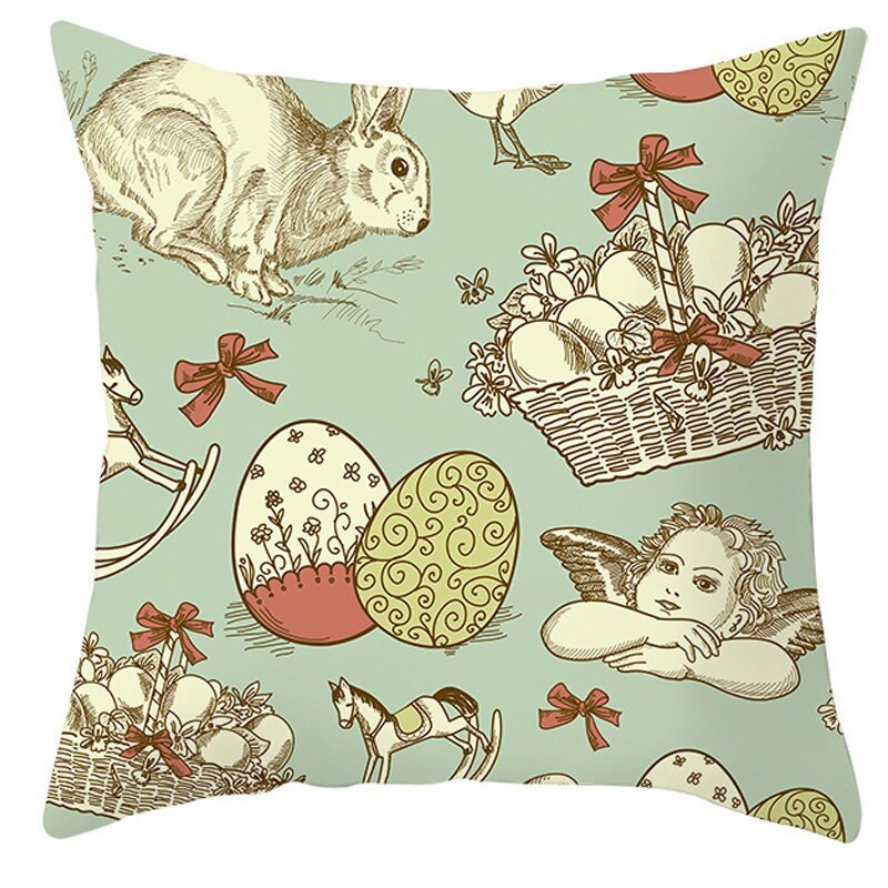 Easter Pillowcase – Soft Short Plush Cushion Cover for Spring & Holiday Home Decor