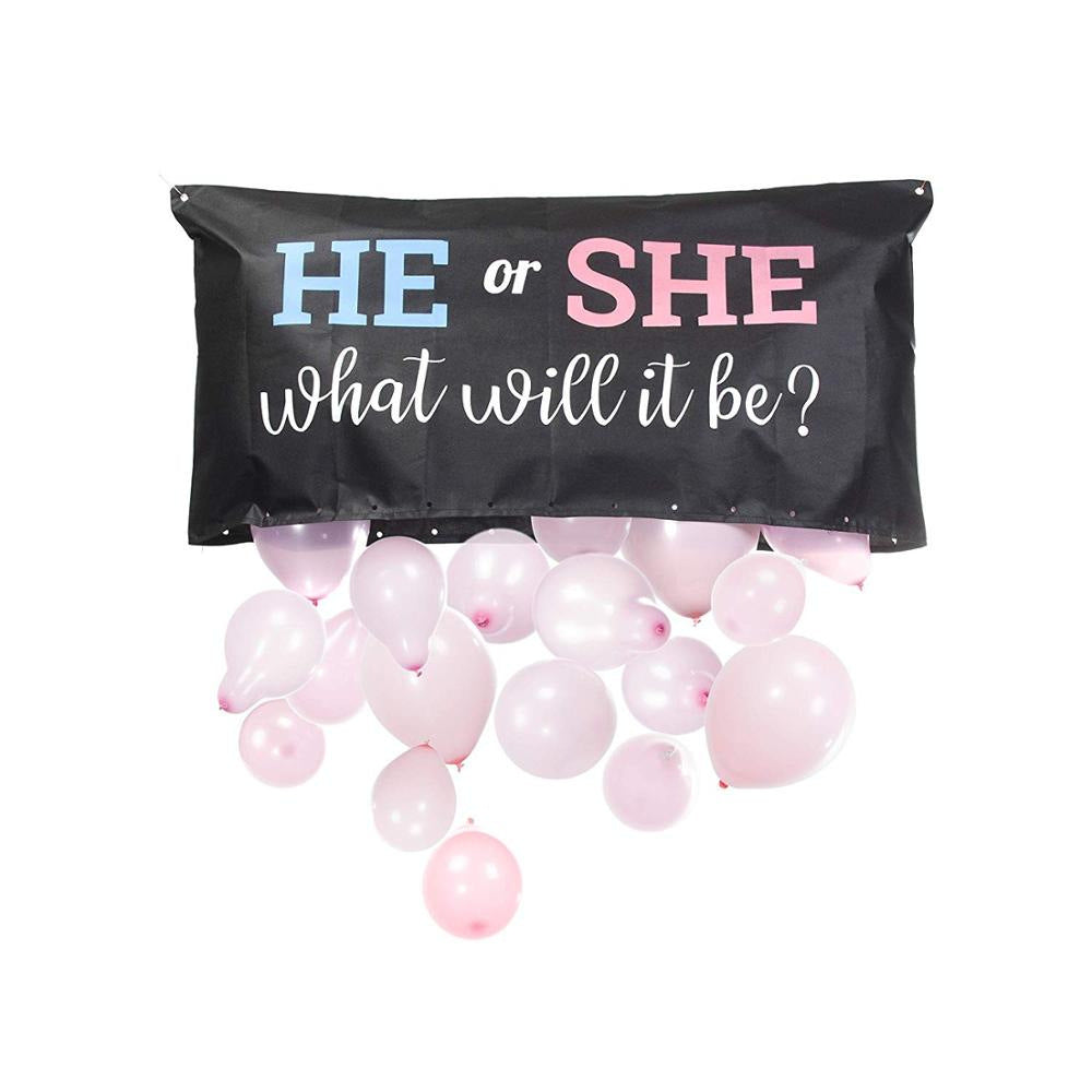 Gender Reveal Balloon Drop Bag – “Boy or Girl?” Confetti Balloon Bag for Baby Shower Party Surprise