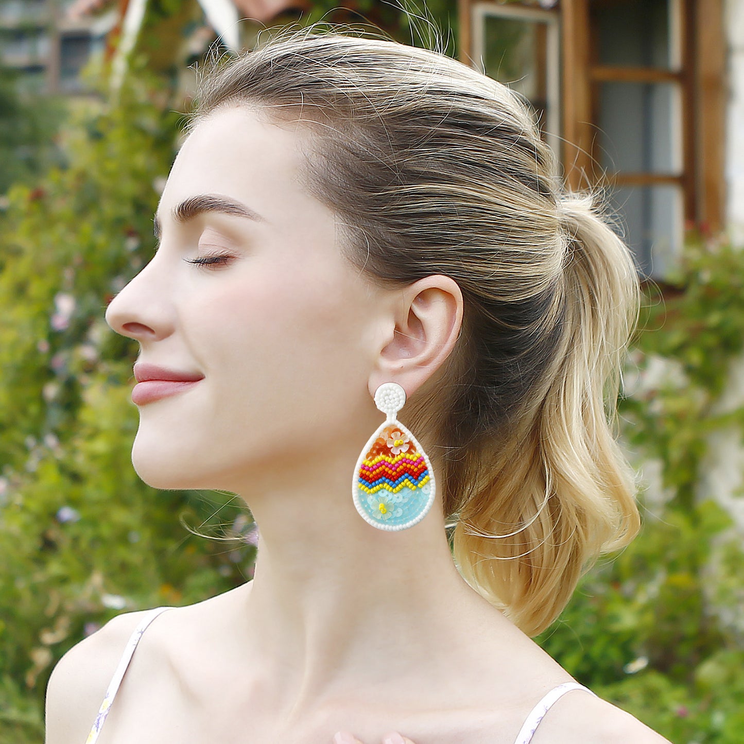 Hand-Woven Easter Egg Earrings – Festive Holiday Jewelry for Easter Celebrations