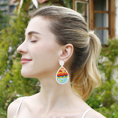 Hand-Woven Easter Egg Earrings – Festive Holiday Jewelry for Easter Celebrations