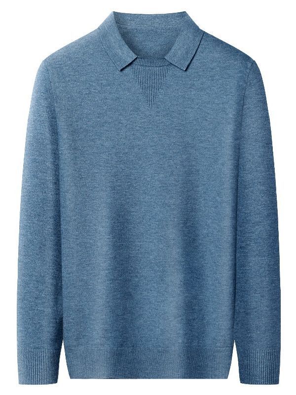 Men’s Knitwear Lapel Pullover – Fashionable & Casual Bottoming Shirt
