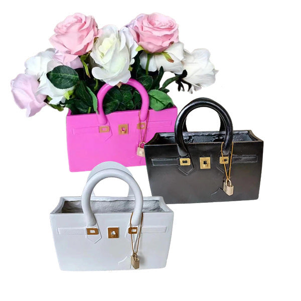 Fashion Purse Flower Vase Decoration – Unique Bag-Inspired Home Accent