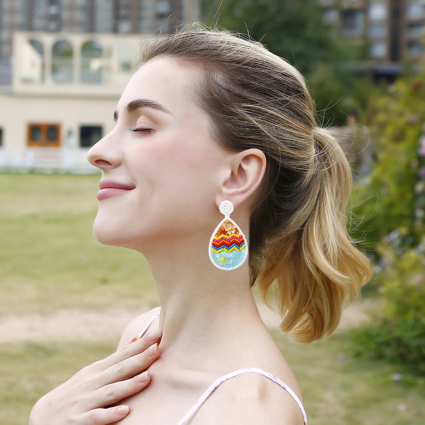 Hand-Woven Easter Egg Earrings – Festive Holiday Jewelry for Easter Celebrations