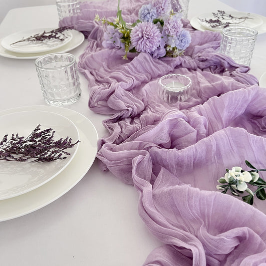 Chambray Table Runner – Rustic Fabric Table Decor for Birthday Parties, Baby Showers & Special Occasions