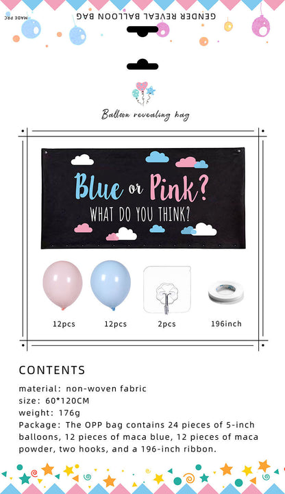 Gender Reveal Balloon Drop Bag – “Boy or Girl?” Confetti Balloon Bag for Baby Shower Party Surprise