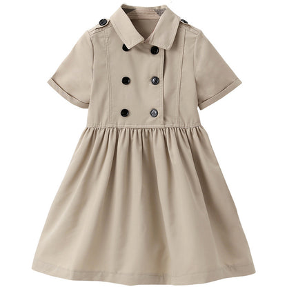 Korean-Style Summer Clothing – Beige Shirt & Dress for Girls