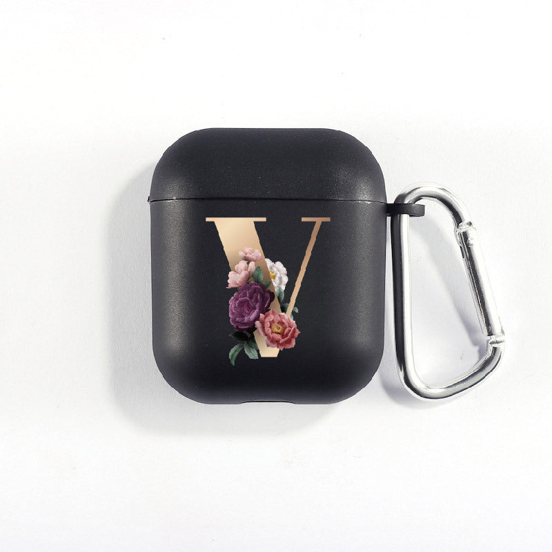 Matte Black Alphabet Series-Earbud Case