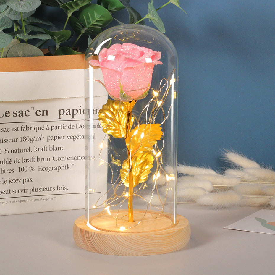 Romantic LED Rose Gifts – Glass Dome Flower Light for Her