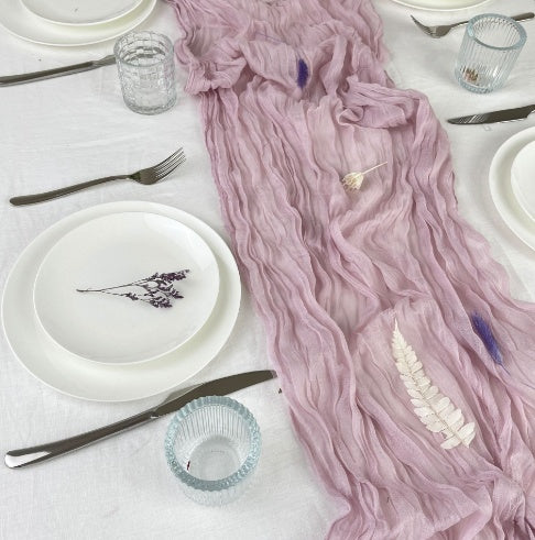 Chambray Table Runner – Rustic Fabric Table Decor for Birthday Parties, Baby Showers & Special Occasions