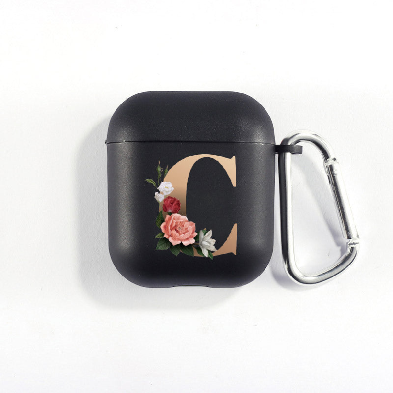 Matte Black Alphabet Series-Earbud Case