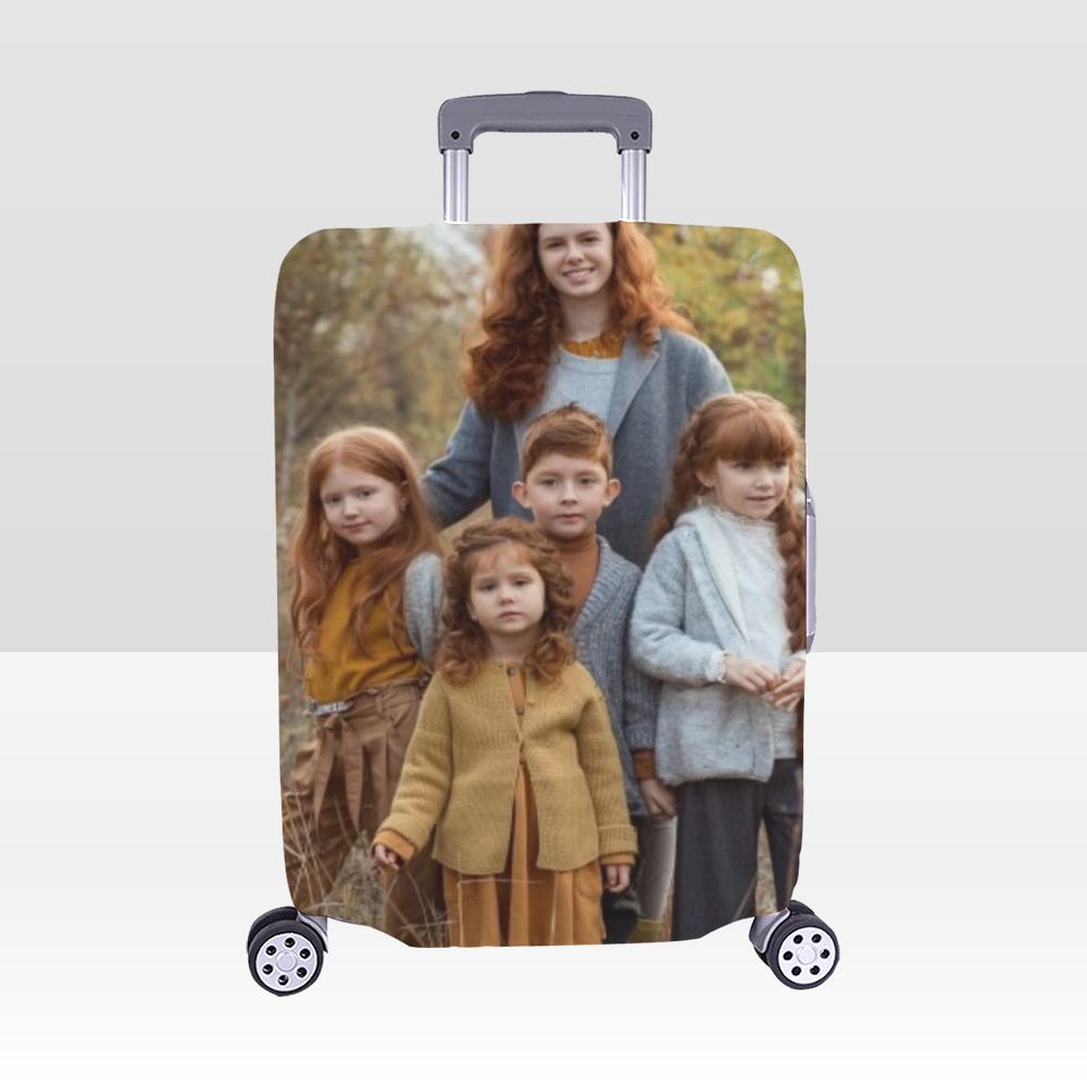 Personalized Photo Luggage Cover – Medium (22"-25") | Custom Travel Suitcase Protector