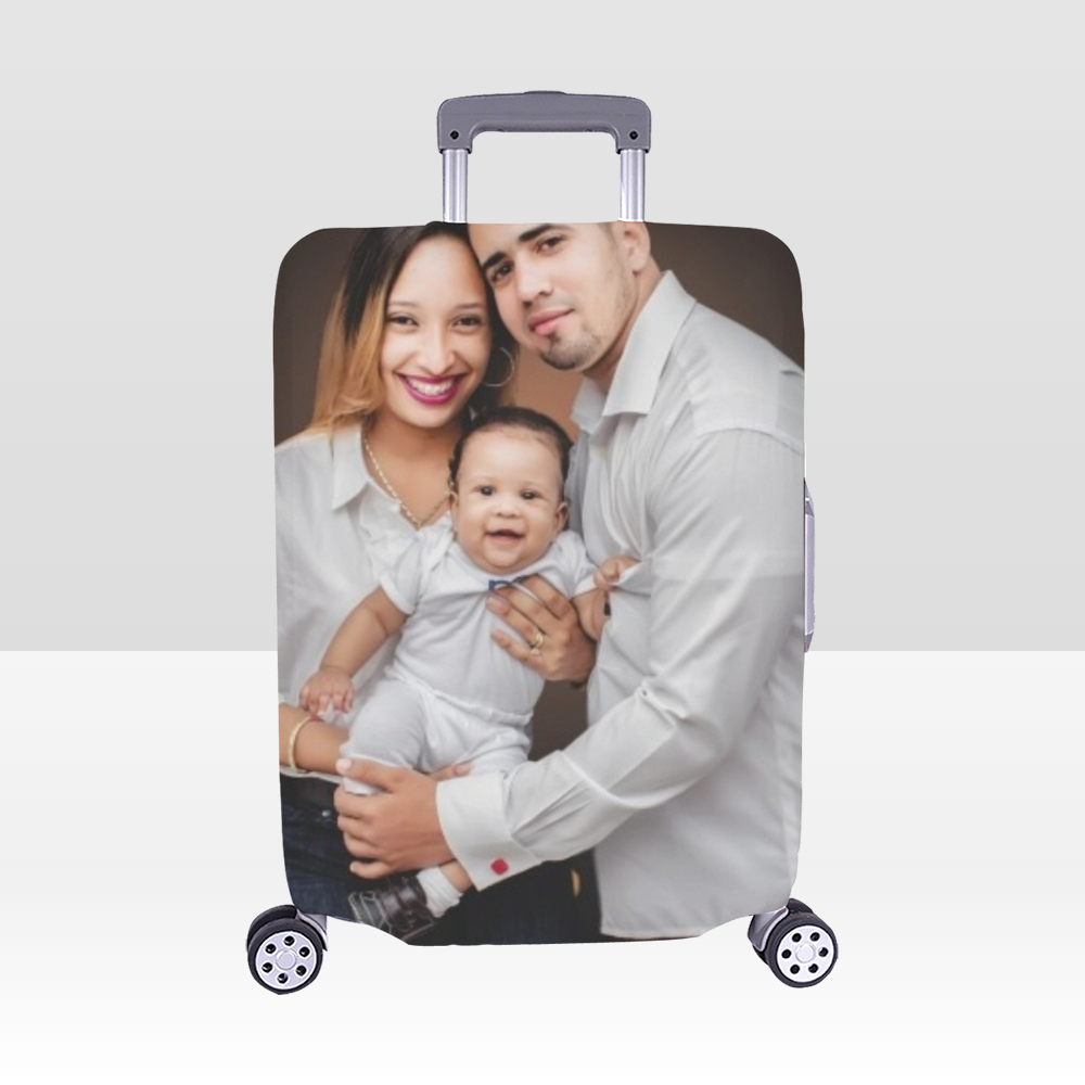 Personalized Photo Luggage Cover – Medium (22"-25") | Custom Travel Suitcase Protector