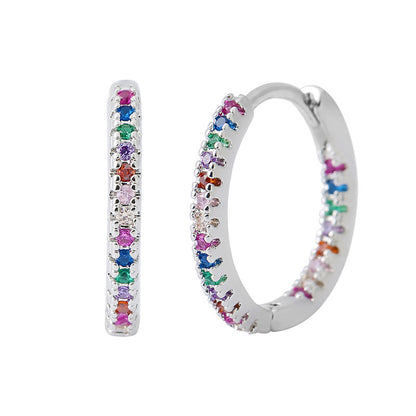 Round Studded Mini Hoop Earrings