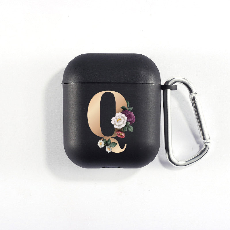 Matte Black Alphabet Series-Earbud Case