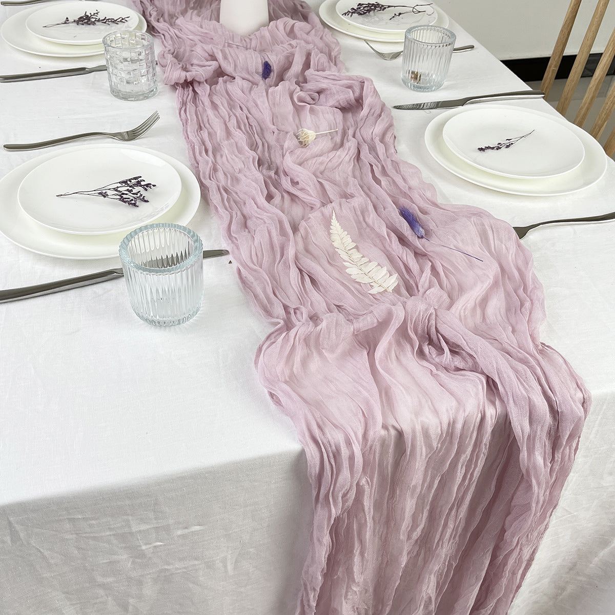 Chambray Table Runner – Rustic Fabric Table Decor for Birthday Parties, Baby Showers & Special Occasions