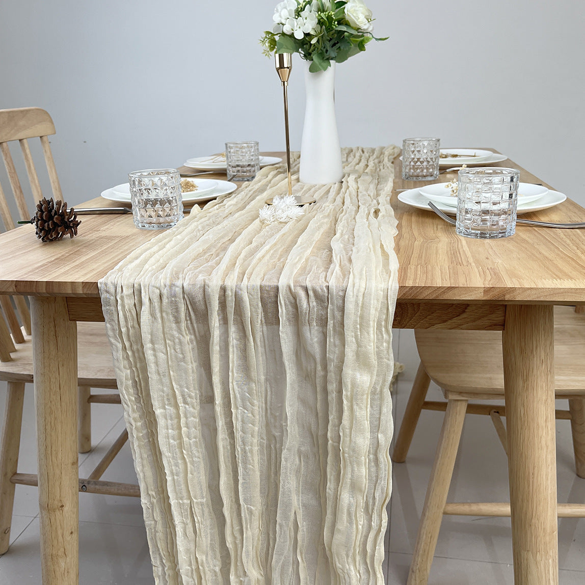Chambray Table Runner – Rustic Fabric Table Decor for Birthday Parties, Baby Showers & Special Occasions