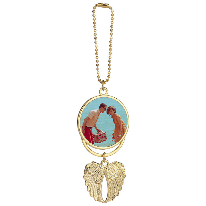 Sublimation Angel Wings Car Pendant – Round DIY Hanging Car Accessory