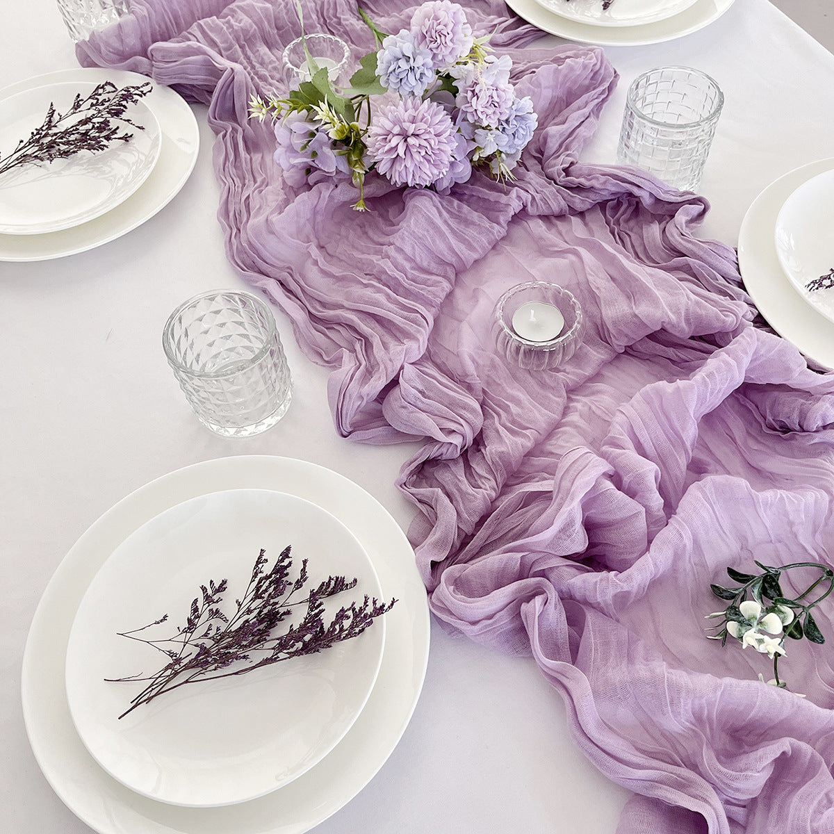 Chambray Table Runner – Rustic Fabric Table Decor for Birthday Parties, Baby Showers & Special Occasions