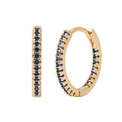 Round Studded Mini Hoop Earrings