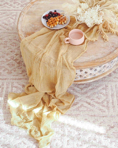 Chambray Table Runner – Rustic Fabric Table Decor for Birthday Parties, Baby Showers & Special Occasions