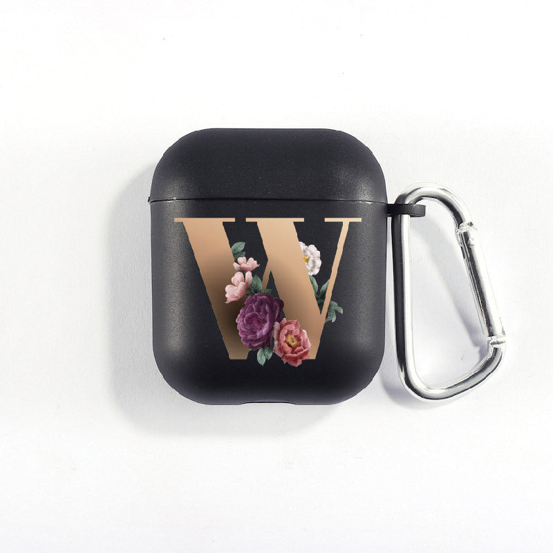 Matte Black Alphabet Series-Earbud Case
